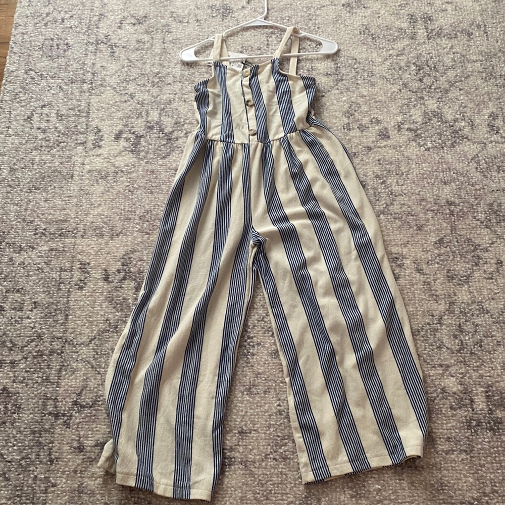 NWT Zara Kids Blue Stripped Jumpsuit SIZE:11-12